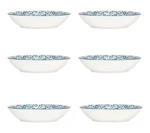 10 Strawberry Street Set of 6 Mediterranean Blue Pasta Plates