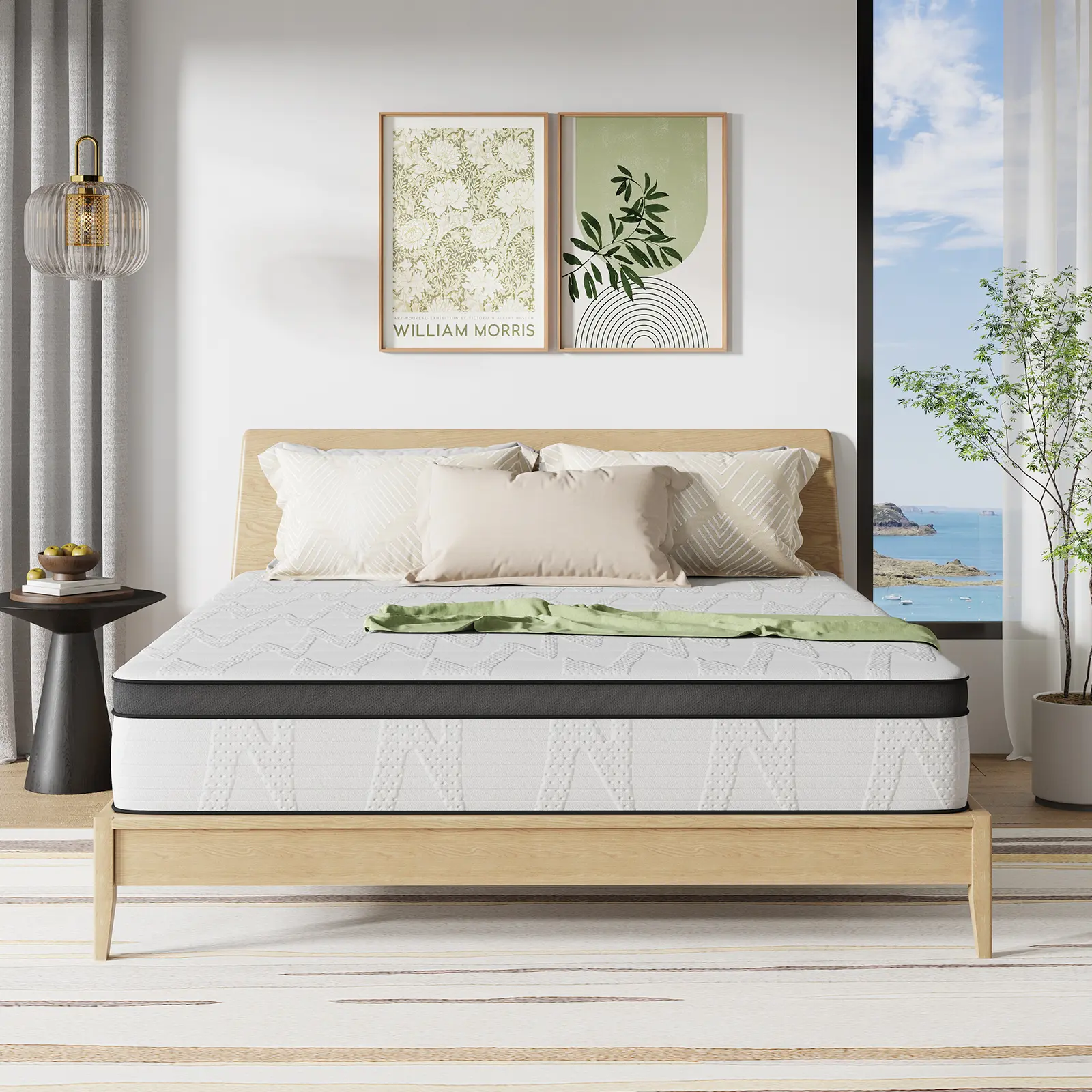 Hybrid Mattress Fiberglass-Free Full/Queen/King  -6/8/10/12/14 Inch-Perfect Balance of Softness & Firmness: High-Quality Mattress for All Sleepers & Body Alignment-Motion Isolation Mattress,Back To School