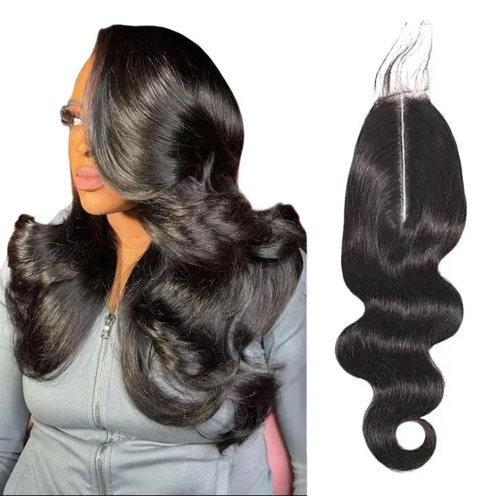 WEQUEEN 4x4/2x6 Lace Closure, Body Wave or Straight HD Transparent Lace, Natural Black #1B, 16-18 Inch, Human Hair Lace Closure