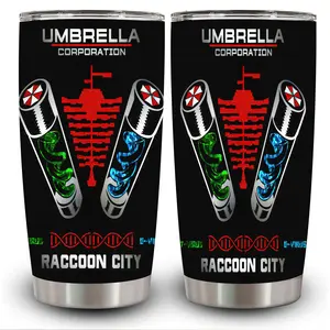 1pc 20oz Umbrella Corporation Raccoon City Tumbler with Lid, Insulated Travel Mug, Gift for Women Men, Ideal for Halloween, Independence Day, Memorial Birthday Gift, Coffee Cup, weird stuff