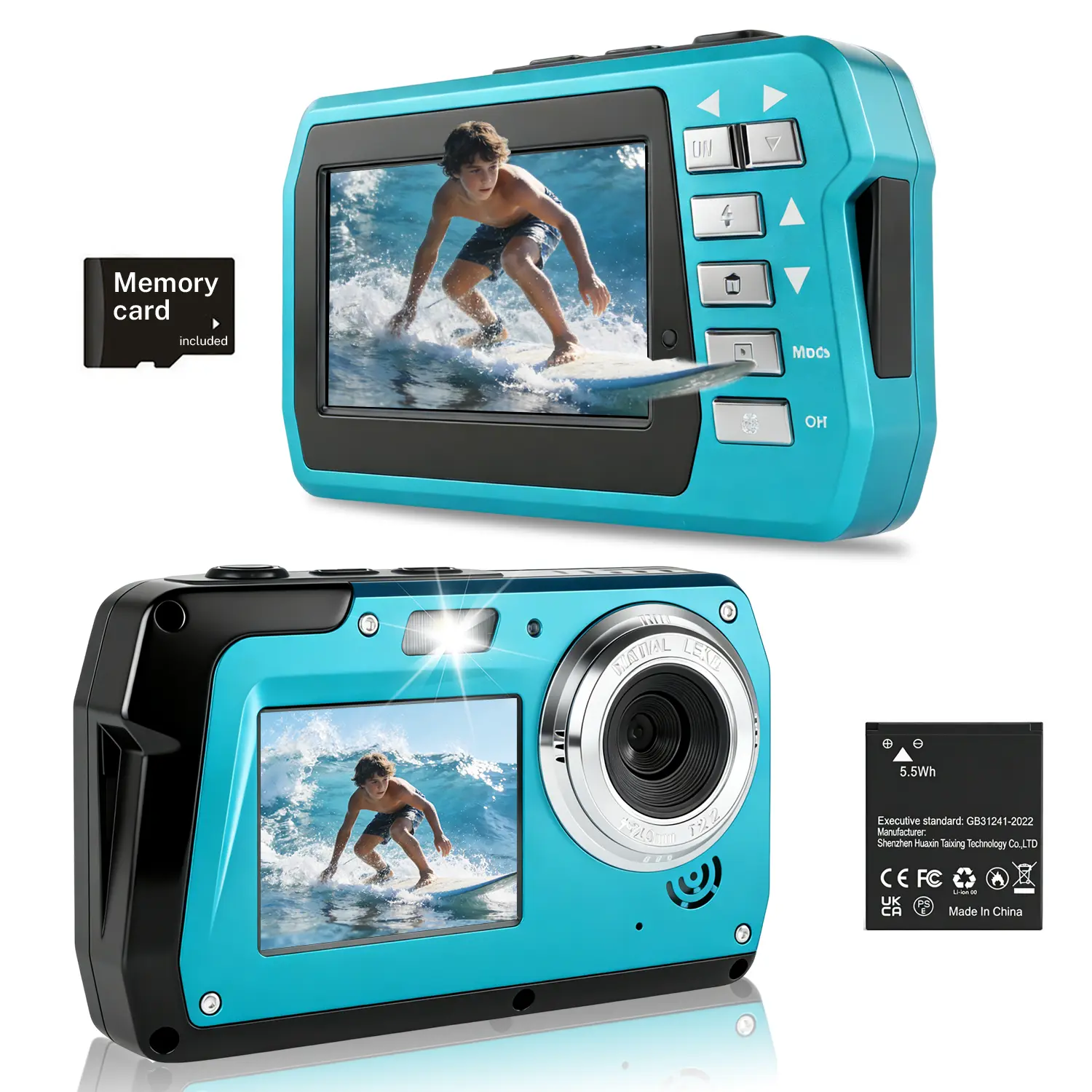 Waterproof Digital Camera, Autofocus,Underwater Camera, 3" Front HD Screen + Separate Selfie Screen, Low-Light Sensor, IP68 16FT Waterproof Camera with Memory Card, Vlog Camera for Snorkeling, Beach, Pool & Kids Travel tech gadget