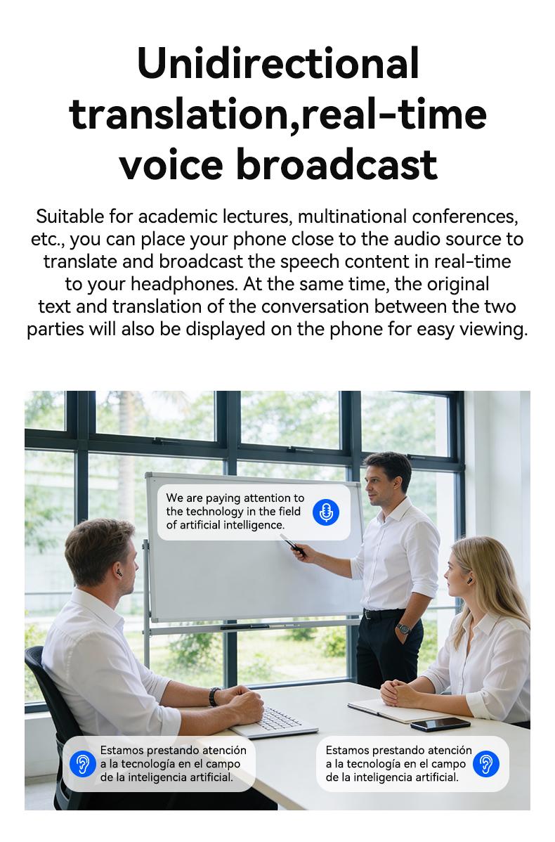 MINISO-MS109 AI Translation Earphones, Bluetooth 6.0, High-Fidelity Waterproof Wireless Earphones | Suitable for work, exercise, study, and voice calls | Built-in microphone | Earphones