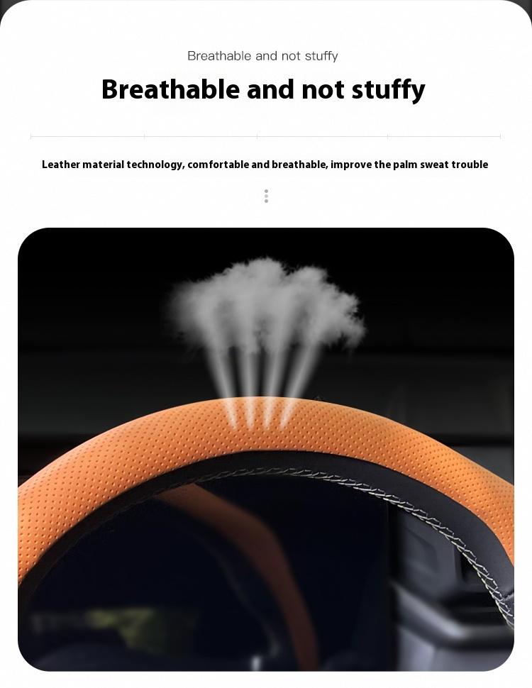 Hugexpen Nappa Leather Steering Wheel Cover New Quick TurnNon-Slip Breathable Ultra-Thin Universal Grip Cover Suitablefor Four Seasons car accessories