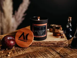 Alchemy - 10oz Matte Black Jar Candle w/ Wood Crackling Wick