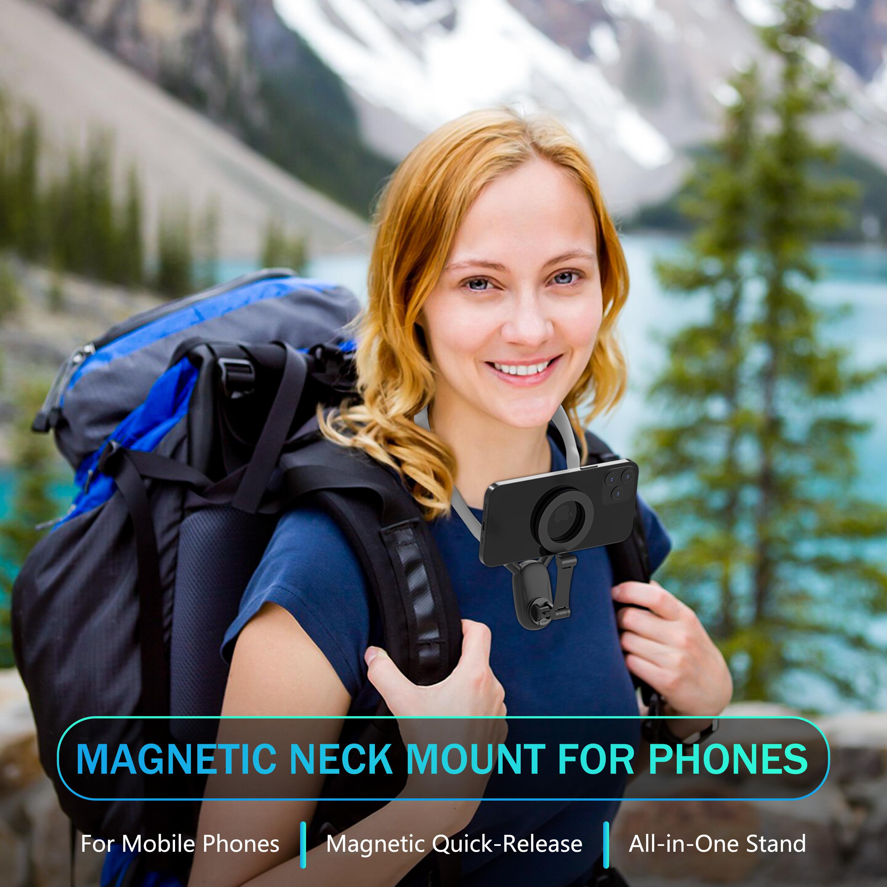 Hands-Free Magnetic Neck Mount: Secure Holder for Phones, Perfect for Vlogging and Selfies! Compatible with iPhone 15/14/13/12 Series and Android Devices
