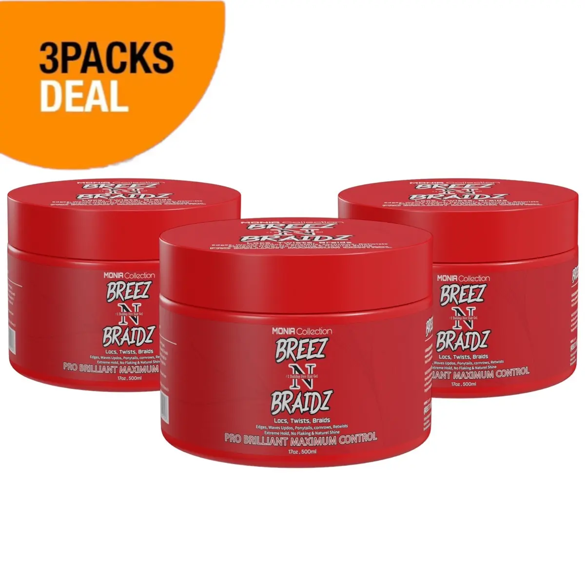 3jars deal BREEZ N BRAIDZ RED JAR BRAIDING GEL