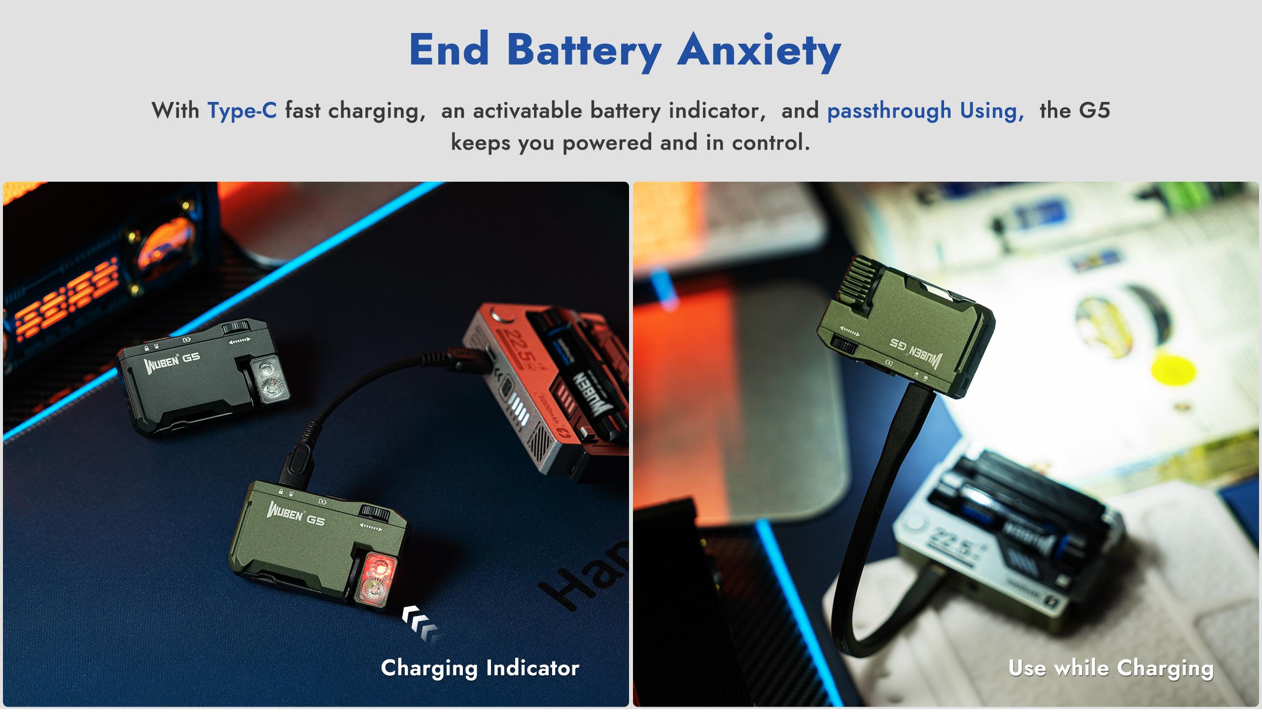 【New Year Sale】WUBEN G5 Pocket Flashlight – 400LM Brightness, RGB Light, 180° Head, USB-C Rechargeable, For EDC, Night Work, Camping, outdoorfun