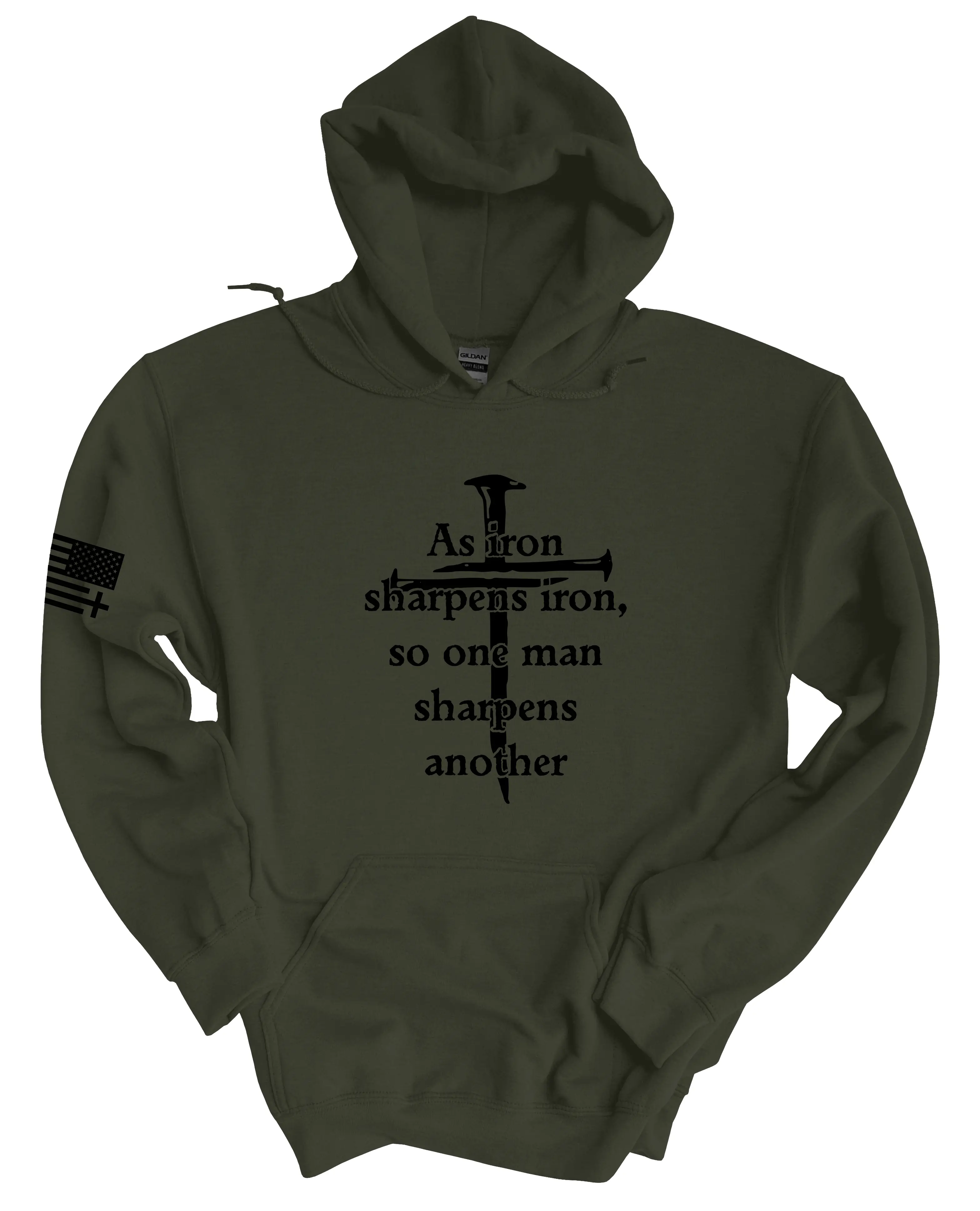 Trenz Shirt Company Iron Sharpens Iron Proverbs Proverbs 27:17 Mens Christian American Sleeve Hoodie