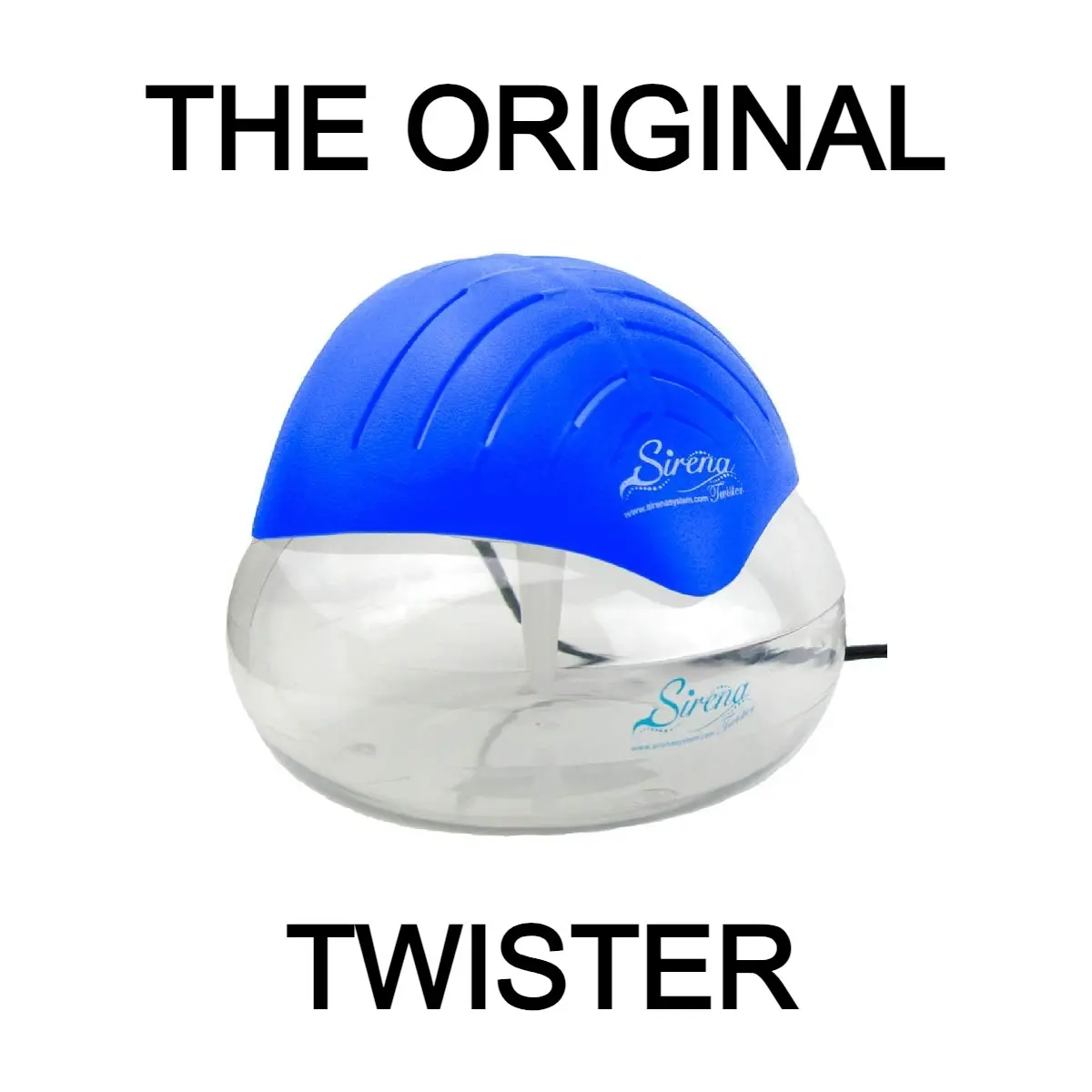 Sirena Twister Blue The Original Air Purifier Water Filter Air Washer For Home and Office - Essential Oil Aromatizer With LED Night light - Small Air Revitalizer Cleaner For Smoke and Pets