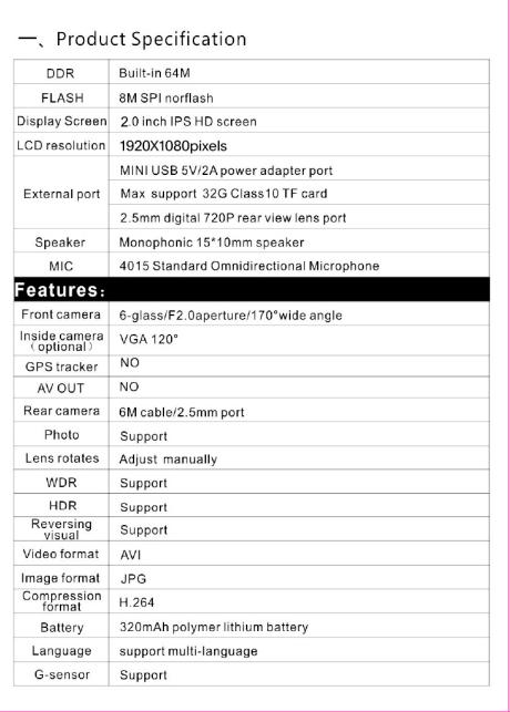 Dash Camera for Cars,1080P Full HD 3 Channel Dash Cam Front and Rear Inside, Dashcam with Night Vision with Free 32GB SD Card,Built-in 2.0'' IPS Screen,WDR,G-Sensor,24H Parking Mode