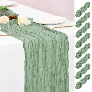 MTREO 8 16 32 Pack 10Ft Cheesecloth Table Runner 20x120 Inch Rustic Gauze Table Runner Romantic Long Sheer Fabric Cheese Cloth Table Runner for Wedding Party Bridal Baby Shower