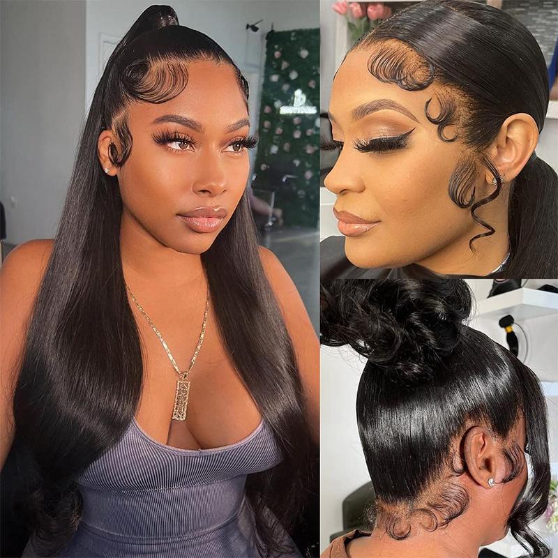 【CLEARANCE SALE】MORE FACE 360 Lace Frontal Wig Straight Transparent Lace Front Human Hair Wigs For Black Woman Pre Plucked 180% Density