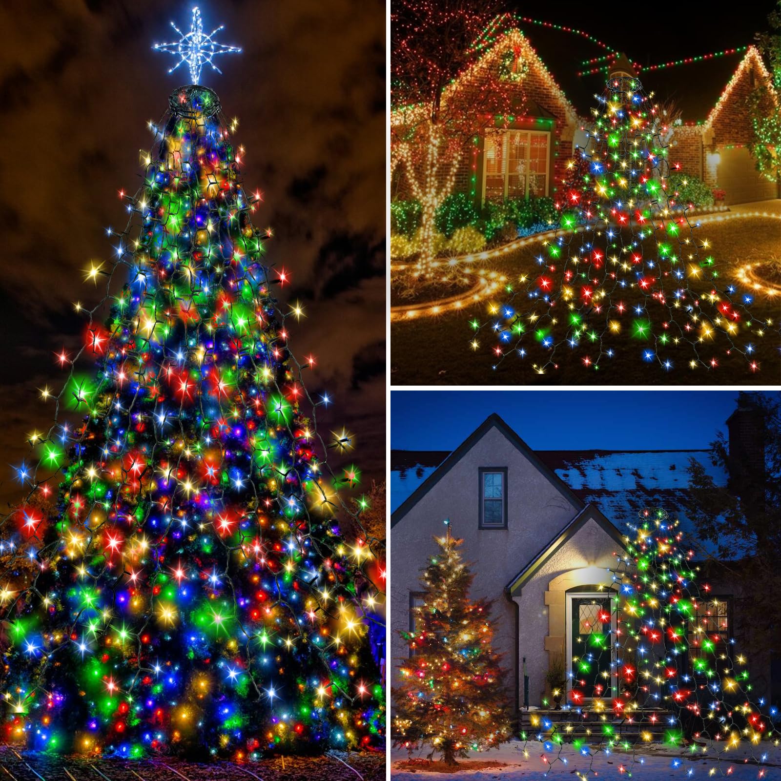 Christmas Tree Lights 420 LED String 8.2FT x 12 Lines 8 Modes Timer Waterproof Twinkle Plug-in for 8FT Xmas Tree Indoor Outdoor Decoration