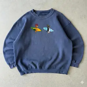 Vintage "Surf's Up" Crewneck | Retro Chicken Joe & Cody Maverick Graphic Sweatshirt, Oversized sweatshirt, unisex streetwear pullover, vintage Long Sleeve Cotton Top, Unisex Crewneck ,Fabric Cotton, Menswear, Womenswear Top, Gift
