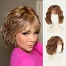 Bernice 160g-200g Argan Oil Synthetic Full Machine Curl Bob Wig with Bangs - Traditional Cap, French Base, Half-Machine Construction, Soft Curl Hold, Resizable, Daily Wear, Cosplay Fashion Accessory (Brown Bob Wigs for Versatile Use),sohochic