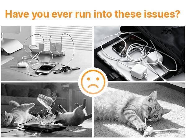 W&O 5-IN-1 GaN Fast Charger with Retractable Cable - 3 Port Fast Charging power bank android phones portable charger iphone 16 pro max case iphone 17 Pro Max 4 1 charging cable tablets mini travel products phone charm Compatible 120W Charger