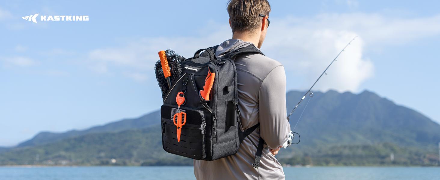 KastKing Karryall Fishing Tackle Backpack with Rod Holders 4 Tackle Boxes,40L Fishing Bag Storage Fishing Gear and Equipment, Multi-Functional Storage ,Waterproof & Durable Fishing Bag Ideal for Camping & Outdoor Activities Hunting