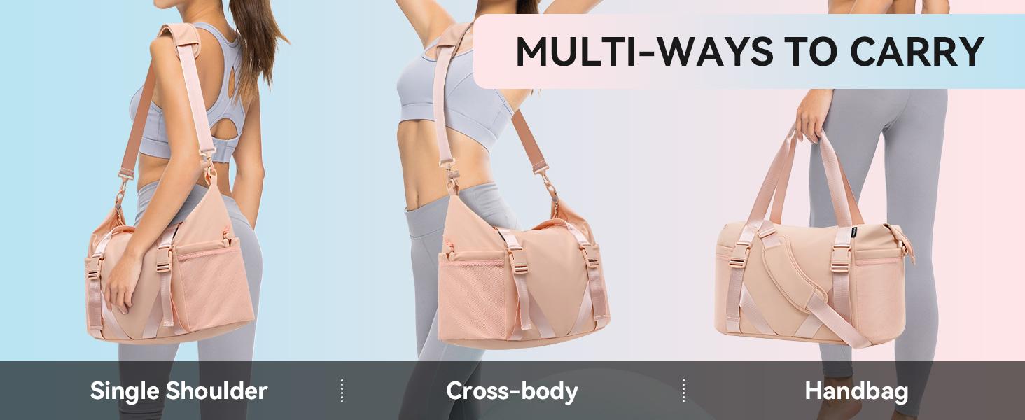 MAXTOP Women's Gym Yoga Duffle Bag with Shoe Pouch,Multi-Purpose Overnight Travel Bag for Gym,Work, Dance, Sports