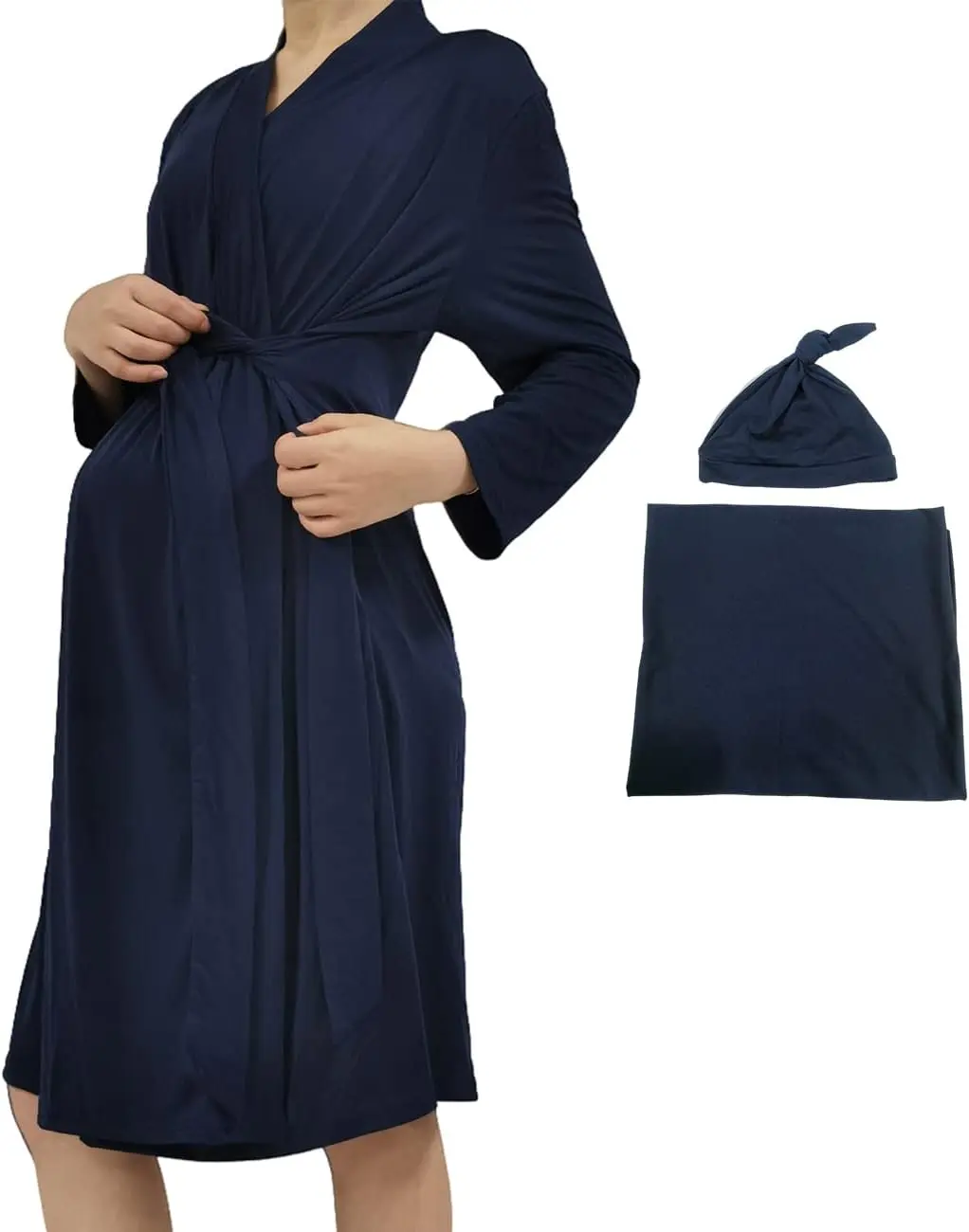 SUFEINI Swaddle Set with Matching Mommy Robe, Maternity Robe Nursing Hospital Delivery Labor Robes Pregnancy Women Loungewear