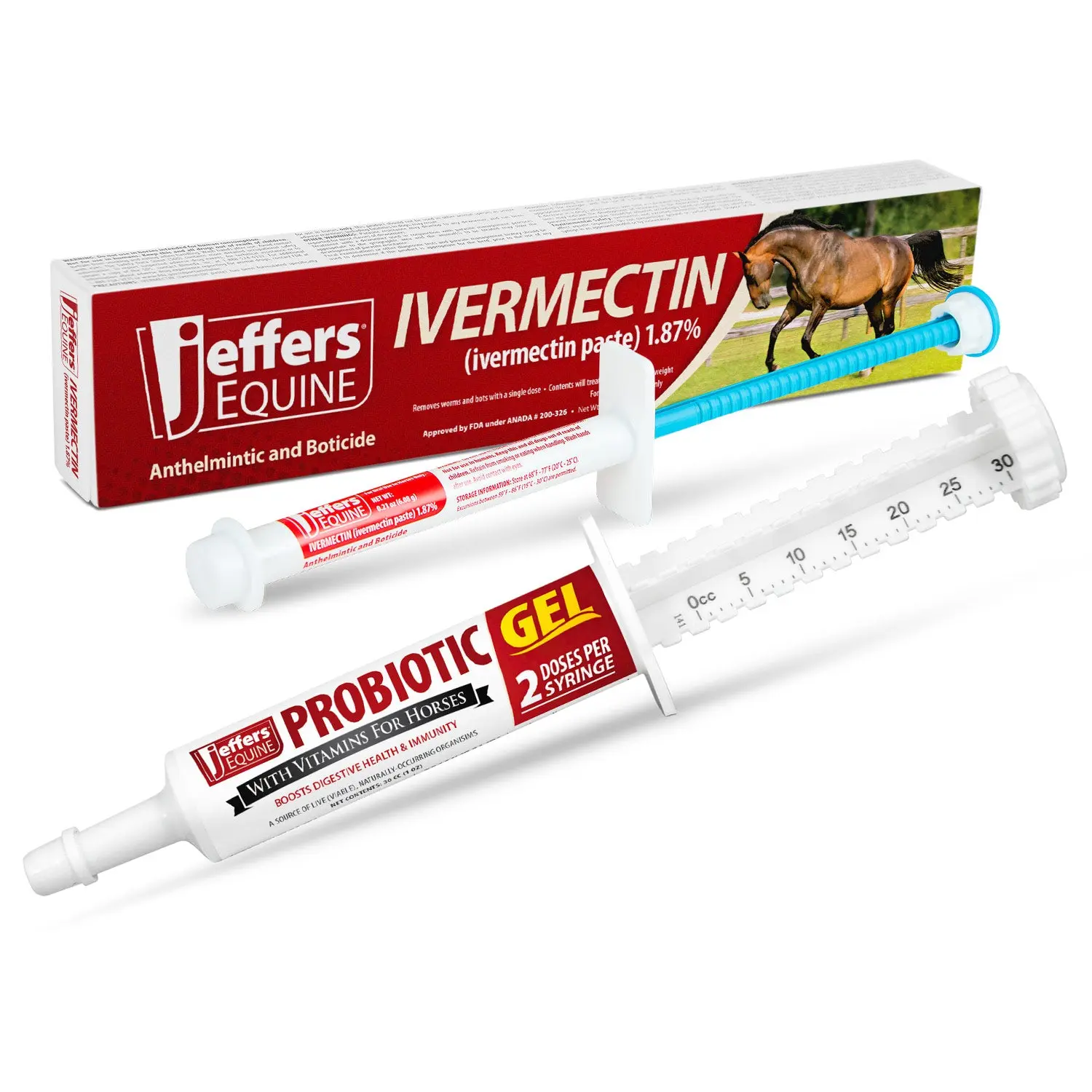 Jeffers IverPro 2 Pack Horse Dewormer Paste with Probiotic Gel