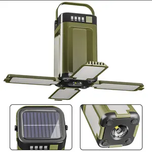 Solar LED Camping Lantern Portable IPX4 Waterproof Camping Lamp Rechargeable with 2000mAh Solar Charging & LED Power Indicator Lantern with 6 Modes Portable Flashlight Tent Lights for Camping Hiking