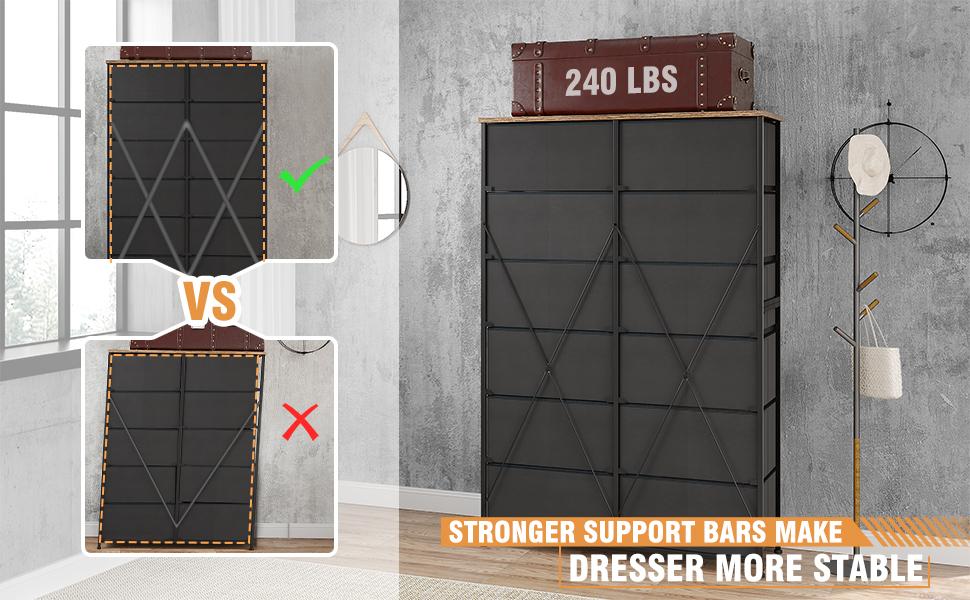 【Deal】Raybee Furniture 12 Tall Dresser for Bedroom Furniture, Fabric Drawer Dressers with Wood Top and Metal Frame for Living Room, Viral Dresser for Apartment, Chest of Drawers Dresser for Closet Hallway Entryway Cabinet Storage Organizer