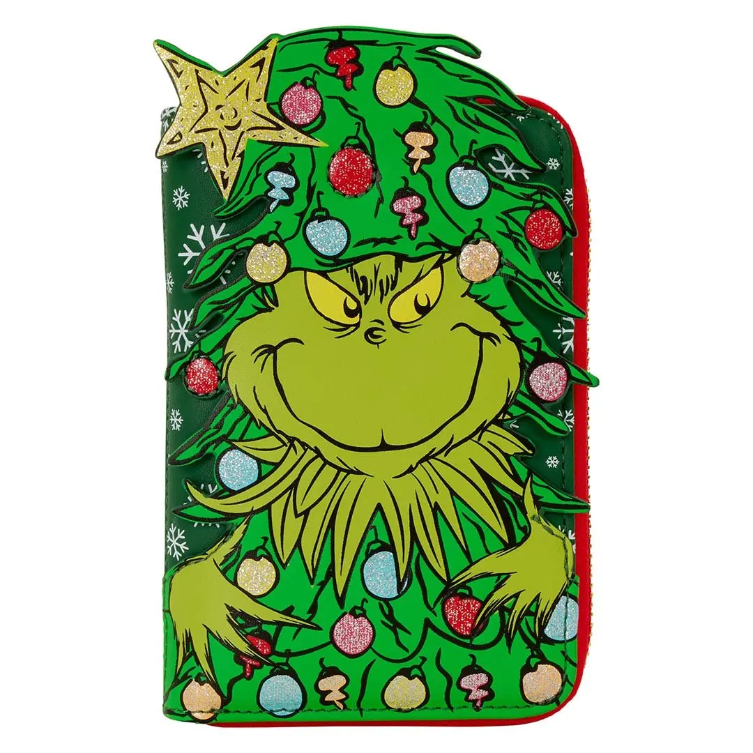 Loungefly Dr. Seuss How the Grinch Stole Christmas! Tree Zip Around Wallet, Wallet Purse, Fashion Wallet