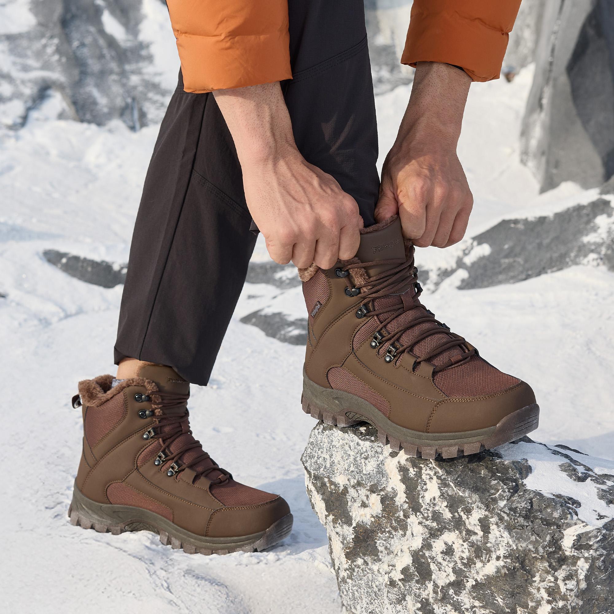 Fittington Men's Wolfwalk Winter Boots V3 Black Waterproof Insulated Mid Calf Snow Boots with Slip-Resistant Outsole & Plush Fur Lining for All-Day Comfort