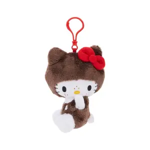 Monchhichi x Hello Kitty Big Head Hello Kitty Dressed as Monchhichi 4.7" Plush Keychain