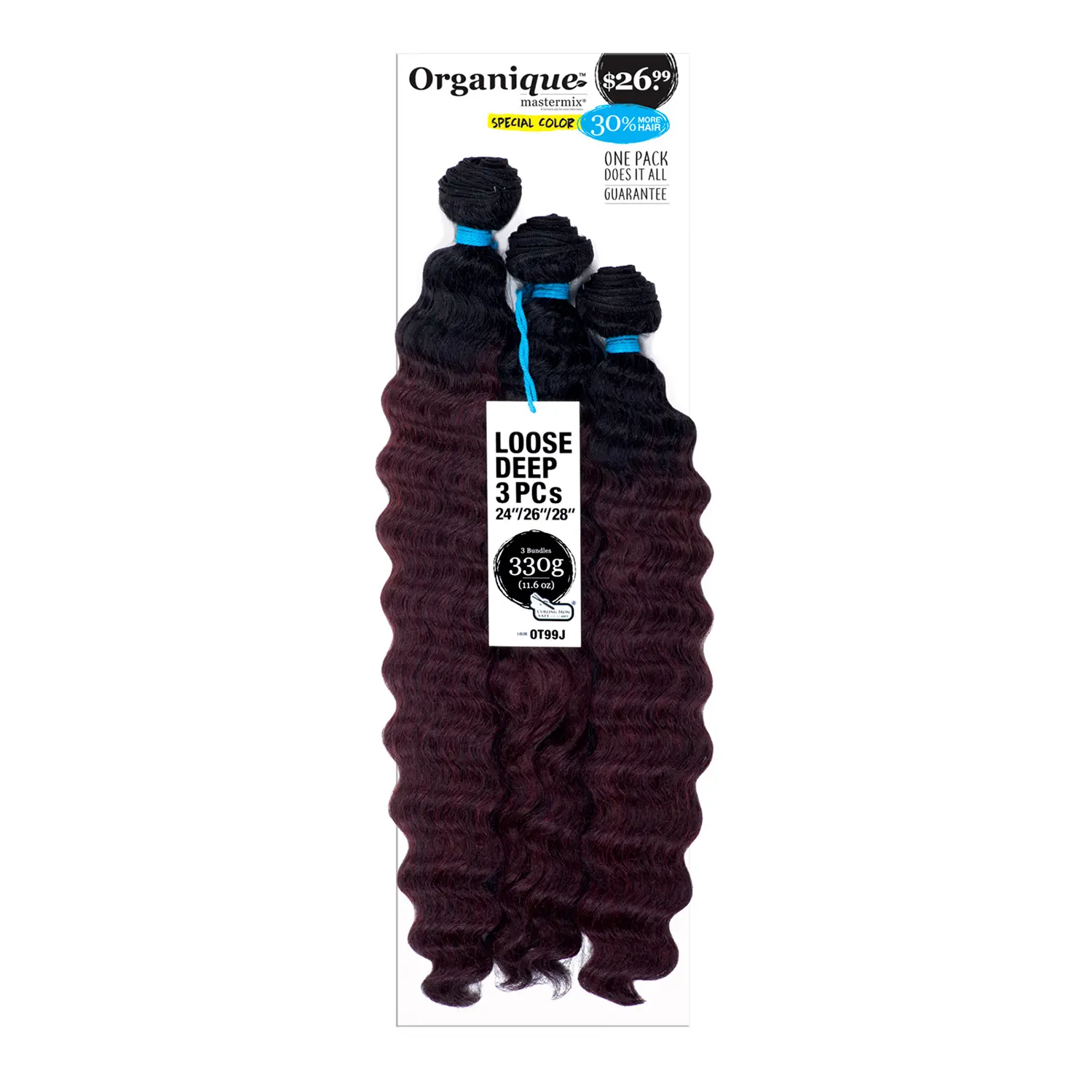 Milky Way Weave Organic Synthetic Hair Extensions, Loose Deep Waves, 3-Piece Set
