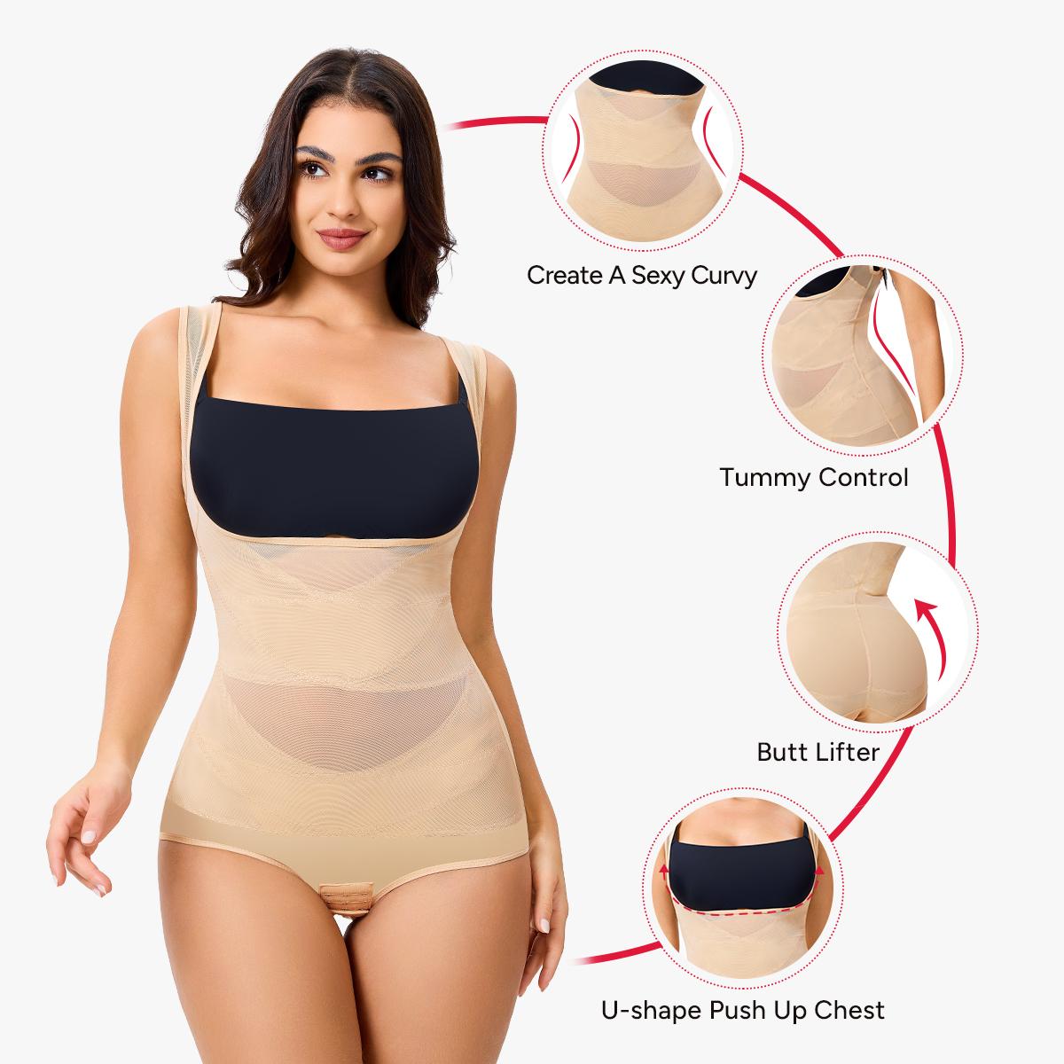 Nebility Women's 3 Piece Basic Comfort Minimalist Breathable Mesh Fabric Butt Lift Invisible Sleeveless Womenswear Shapewear Shaper Clothes Shapewear Set Postpartum Cincher Black Compression Brown SpringStatements