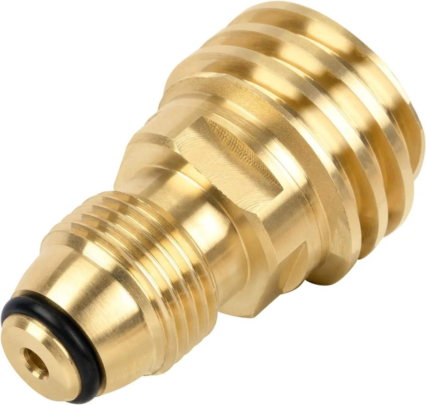 Solid Brass Leakproof Propane Tank Adapter - POL to QCC-1 Fittings, Simple Left Thread Hand Tight Converter, Corrosion-Resistant 100lb LP Tank Accessory for Outdoor Cold-Weather Heating, Cookouts (Type-1 Hose/Regulator Compatible), Converts Tanks