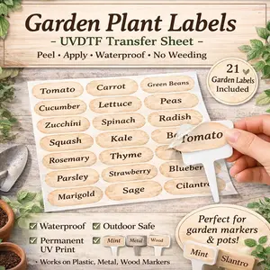 Waterproof Garden Labels UV DTF | Plant Herb & Vegetable Stickers for Pots Gang Sheet