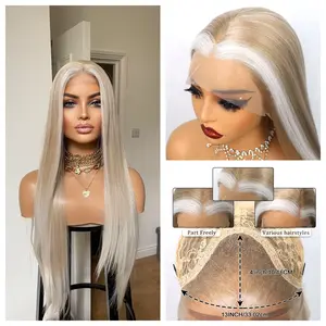 Light Golden Wig with Money Piece Lace Frontal Pre-plucked Hairline Heat Resistant Synthetic Glueless Wig for Women