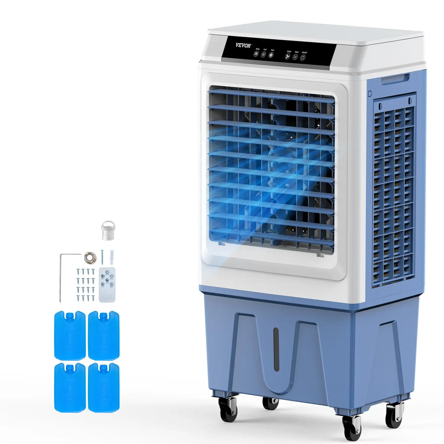 【Summerfinds】VEVOR Evaporative Air Cooler 3100 CFM with 9 Gallon Water Tank Swamp CoolerPortable Cooling Fan with Remote Control12H Timer4 Ice BoxesQuiet Operation3 Wind Speeds for Outdoor Indoor Use