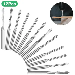 12Pcs 3/16 Inch Drywall Bits-M2 HSS Titanium Coated Spiral Bit with 1/4" Shank,Multifunctional Downward Spiral Router Cutout Bits,cutting Tool