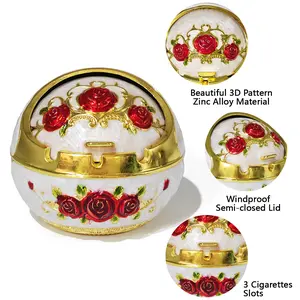 Vintage Metal Peacock Print Ashtray, 1 Count Portable Travel Ashtray, Reusable for Outdoor Dining Room Office Indoor Home Bar Use, Travel Essentials