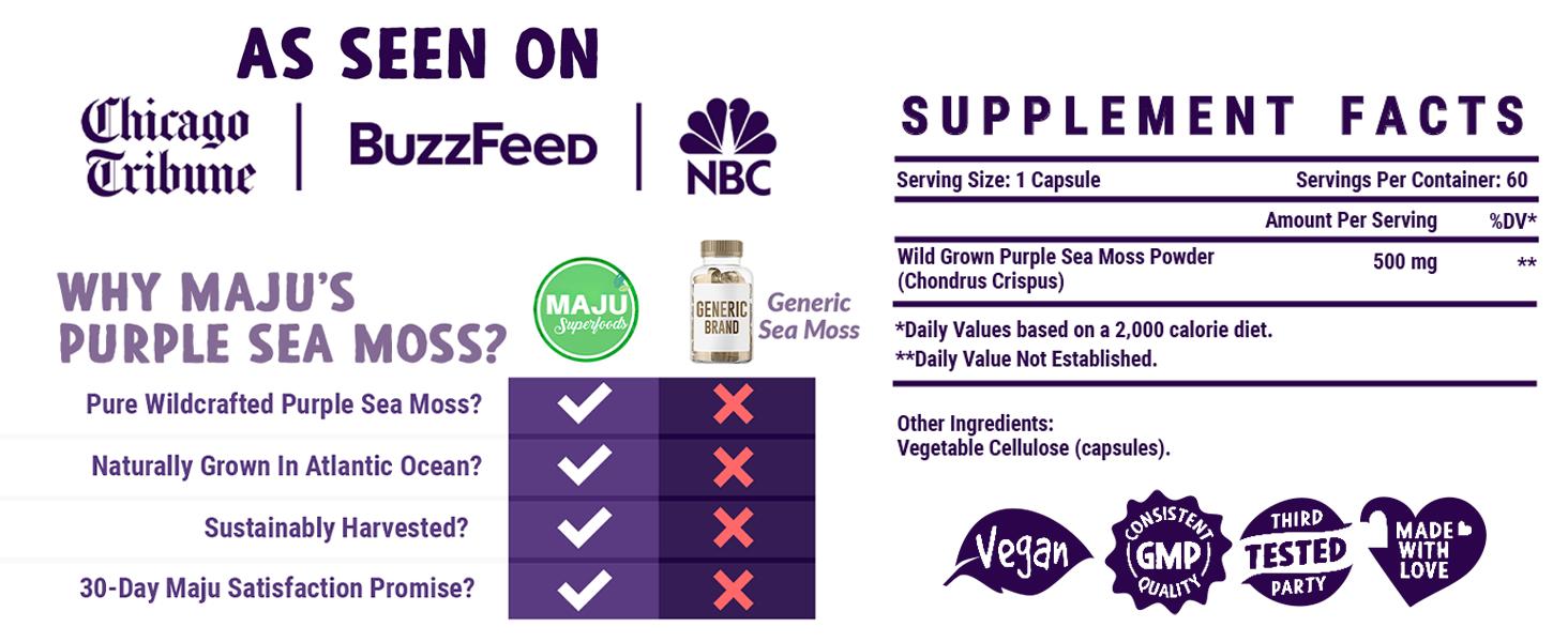 Limited Reserve Sea Moss Bundle - Golden Sea Moss (60ct) & Purple Chondrus Crispus Capsules (60ct), Edible Dietary Healthcare, Mineral Support