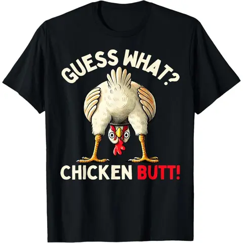Unisex Hug-Soft 100% Premium Cotton Classic Round Neck Graphic Short Sleeve Casual Tee - Funny Chicken Print, Machine Washable Sports Top for Hiking, Light Outdoor Activities