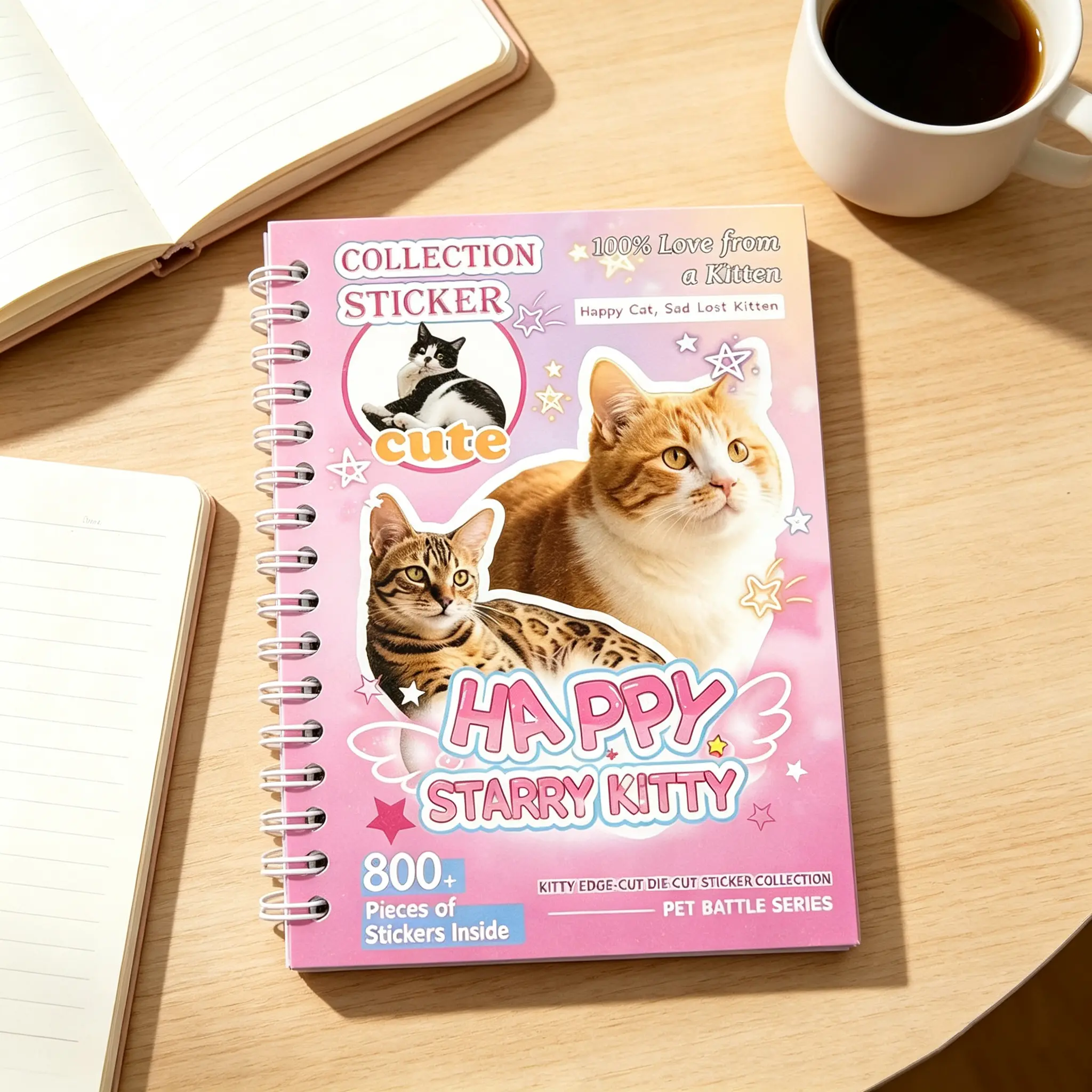 2 Styles Cute Pet Sticker Book, 30 Sheets & 800PCS Cat and Dog Aesthetic Stickers for Scrapbooking, Journaling, DIY Crafts, Kawaii Planner Stickers, Phone Case & Laptop Decor, Cute Gift for her, Back to School Gift, Halloween Gifts
