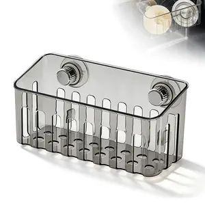 (Rotating Suction Cup Installation)Large Suction Cup Sink Caddy for Cleaning Supplies, One-click Rotating Suction Cup Installation,Thickened Design with Hidden Acrylic Drainage, Easy-Rinse Tool Storage, , No-Drill Kitchen & Bathroom Organizer