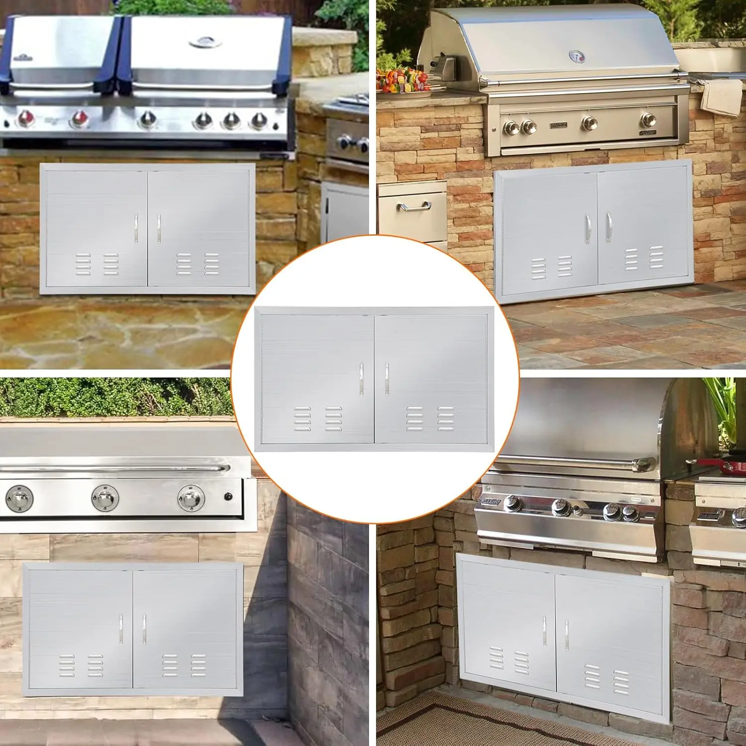 Garvee Stainless Steel Cabinet Door With Vent 42 Inches Width 21 Inches Height Double Door