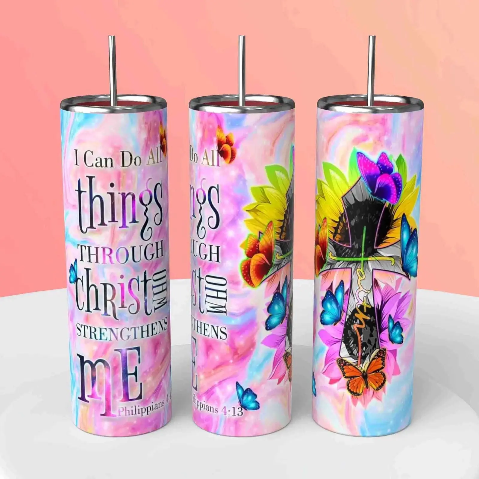 Personalized Christian Tumbler - Customizable Stainless Steel Tumbler Cup
