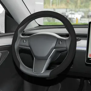 Frani Nappa Leather Steering Wheel Cover,Universal Fit 15 Inch-Premium Non-Slip Breathable Comfort Grip for Cars Trucks SUVs,Anti-Slip Durable Interior Upgrade Black