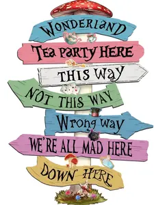 Welcome To Wonderland Directional ArrowsSign,16x12,Wonderland Party Decorations, KidsRoom Decor For Girls