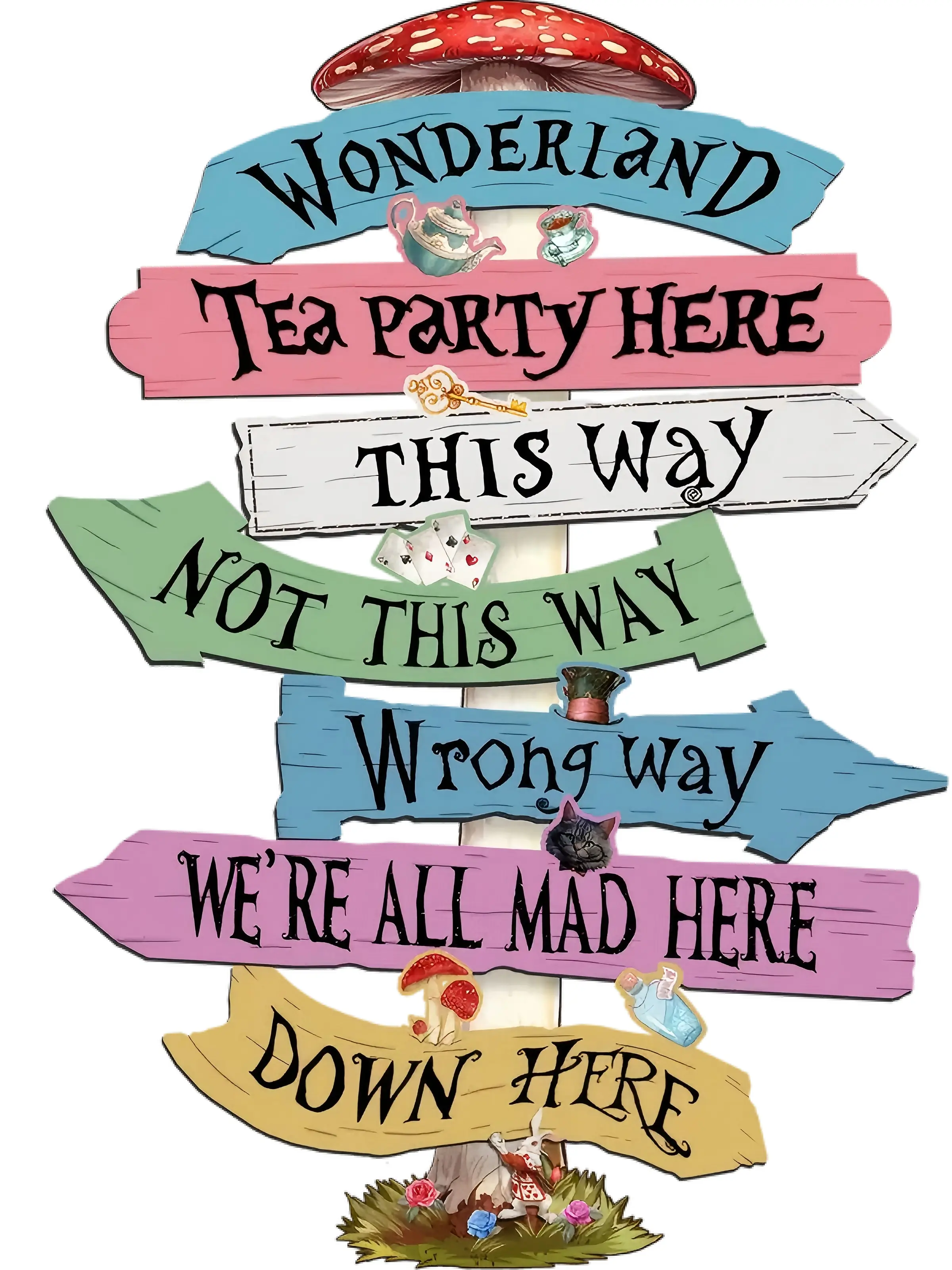 Welcome To Wonderland Directional ArrowsSign,16x12,Wonderland Party Decorations, family decor，KidsRoom Decor For Girls