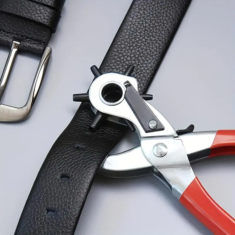 Faux Leather Belt Hole Punch Pliers, Rotary Steel Hand Tool with Rubberized Grip for Belts, Sewing Projects, Crafting & DIY Tools, Perfect Gift for DIY Enthusiasts