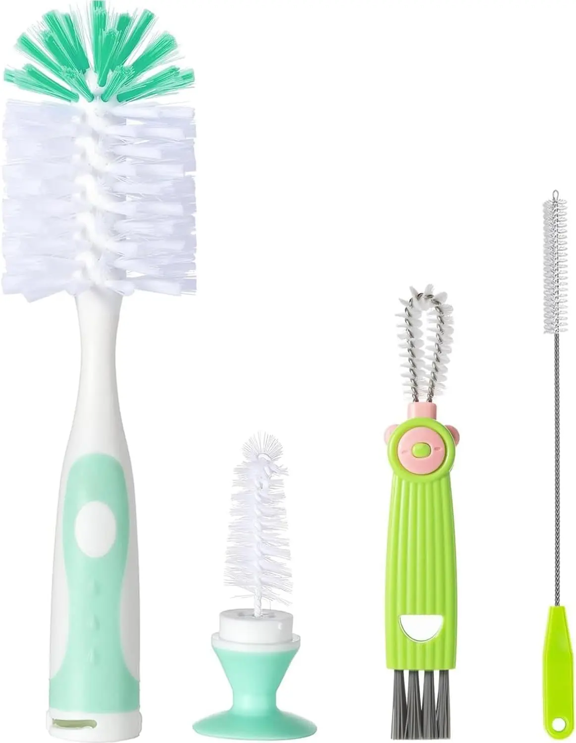 Halloween Fall Gift Baby Bottle Brush Set 4 in 1, Baby Bottle Cleaner, with 1P Nylon Bottle Brush, 1P Bottle Cap Brushes, 2P Straw Brushes, Bottle Brush with Nipple Cleaner and Suction Cup, BPA-Free