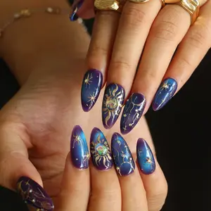 KNOCK.KNOCK NAILS 2026| Hechizo Azul | Cateye Style ｜10PCS 100% Handmade Press-On Nails | Reusable, Salon-quality, Long-Lasting,Glossy design