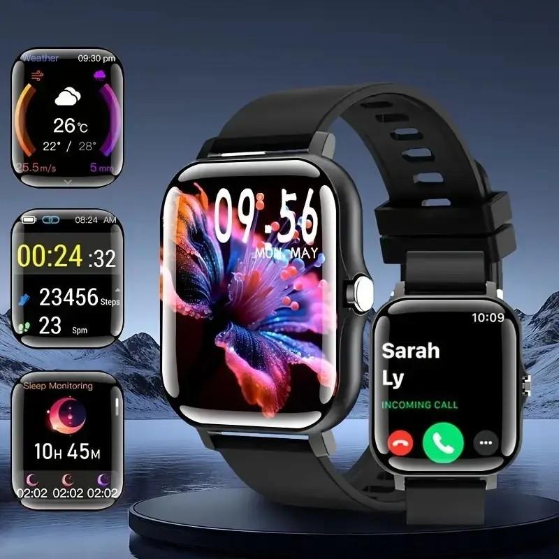 Father's Day and Summer Festivals:New Smartwatch (Black & Pink) Wearable Device Super Bowl, Super Bowl Outdoor Sports、Smart watch, wireless talking/dialing, multi-sport mode, call reminder and rejection, SMS reminder message reminder various APP reminders